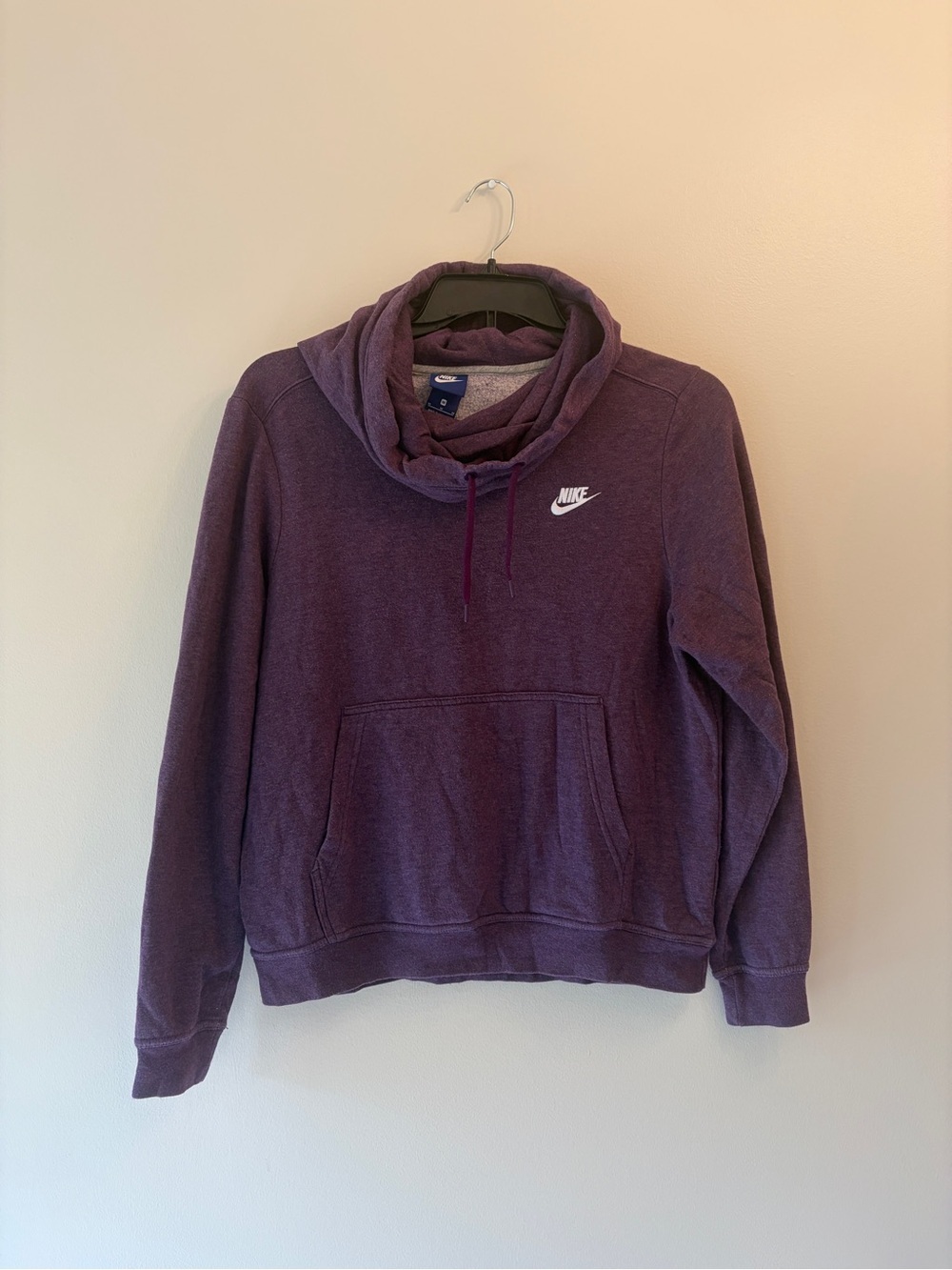 Nike Plum Cowl-Neck Hoodie with White Swoosh